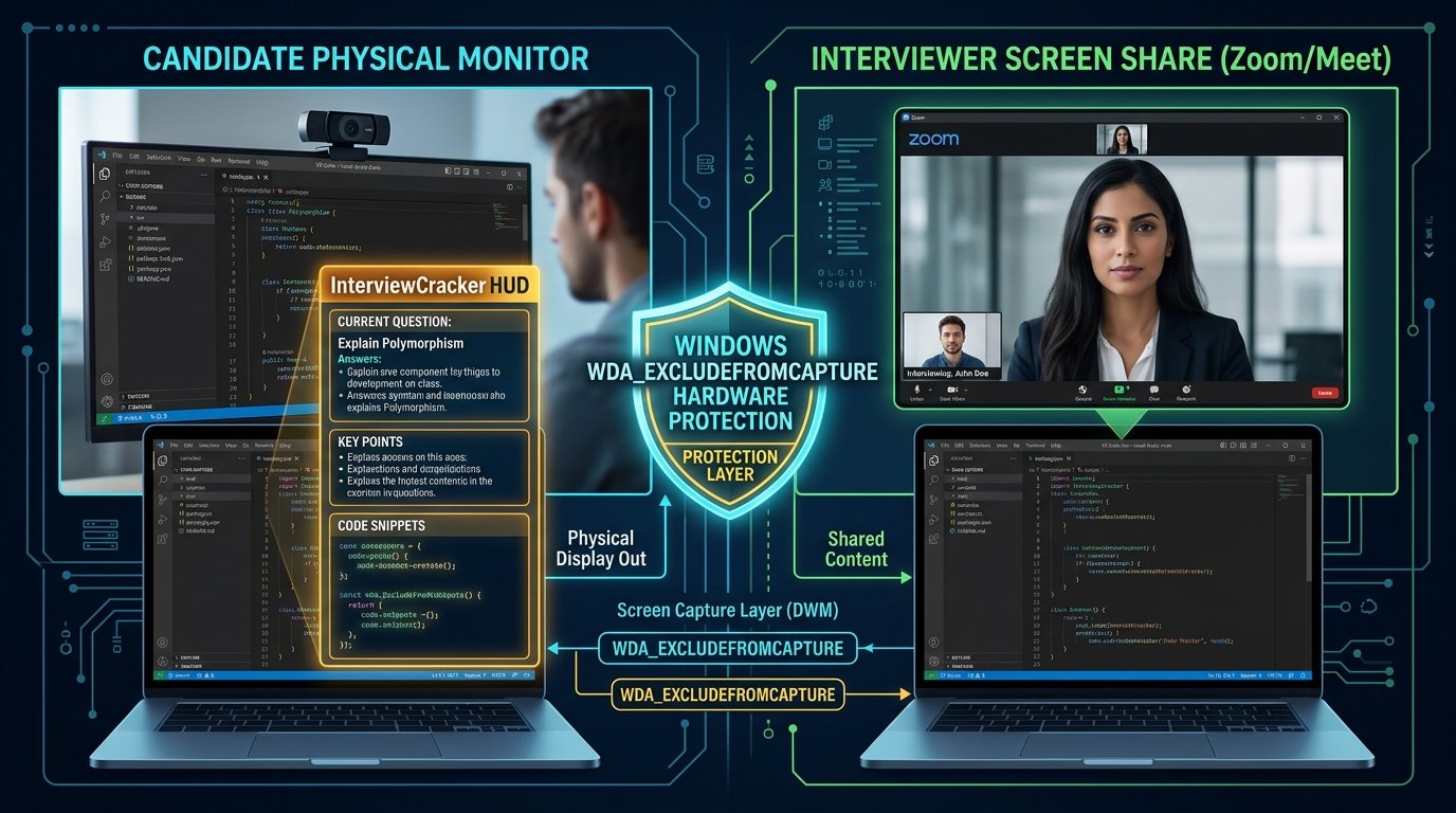 InterviewCracker Stealth Teleprompter Screen-Share Proof